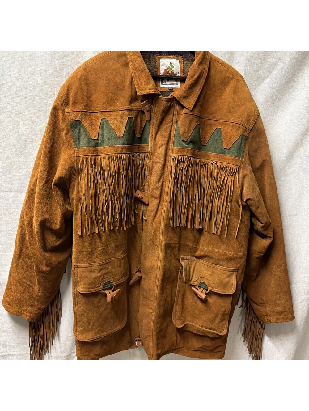 Vintage Rough Phase Men's Brown Suede Fringe Western Jacket Sz XL